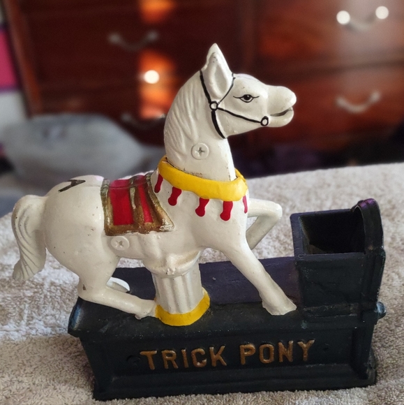 Cast Iron Mechanical Bank Trick Pony - Picture 3 of 4